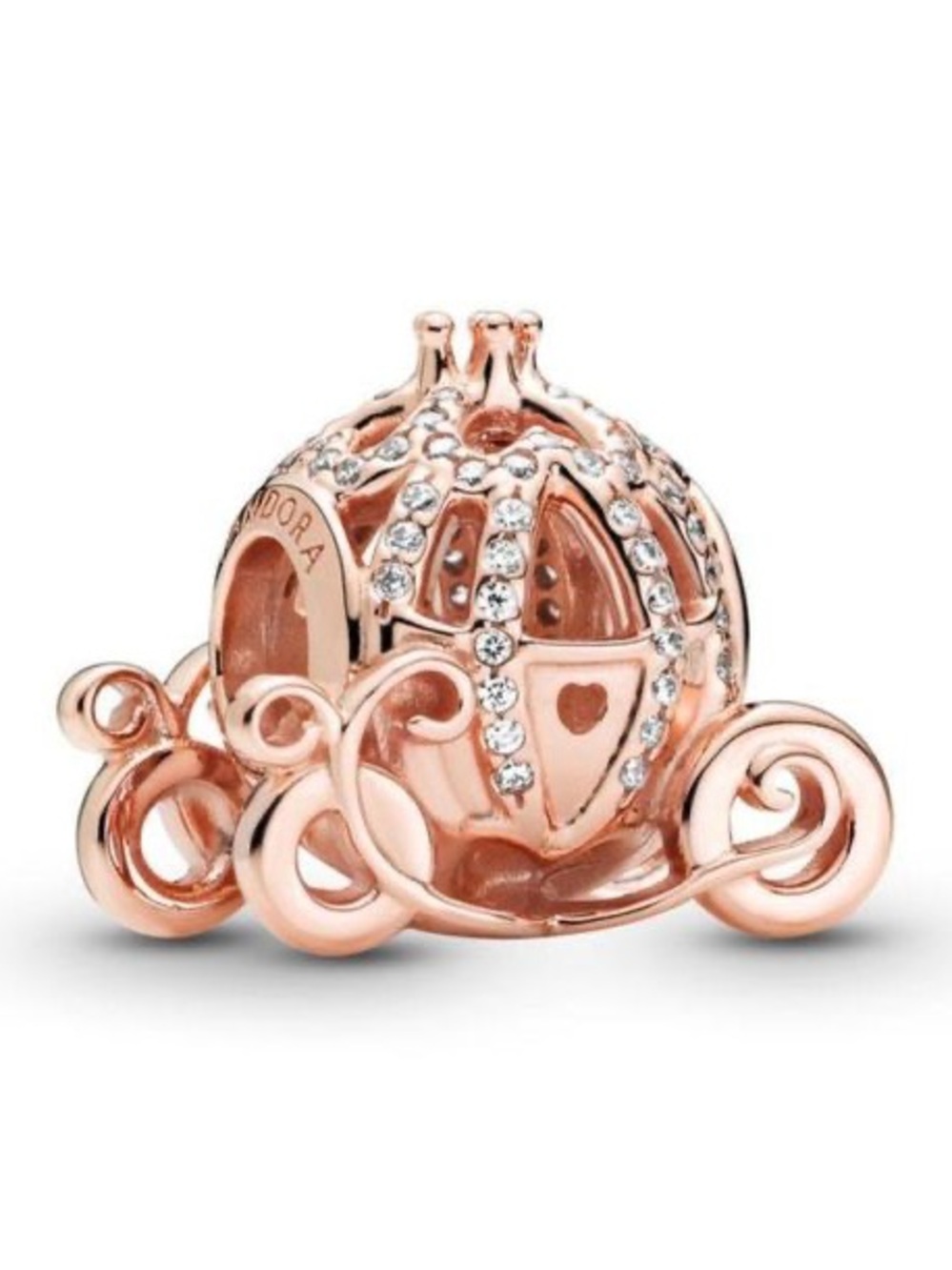 New Pandora Disney Cinderella Sparkling Carriage Charm - Rose Gold